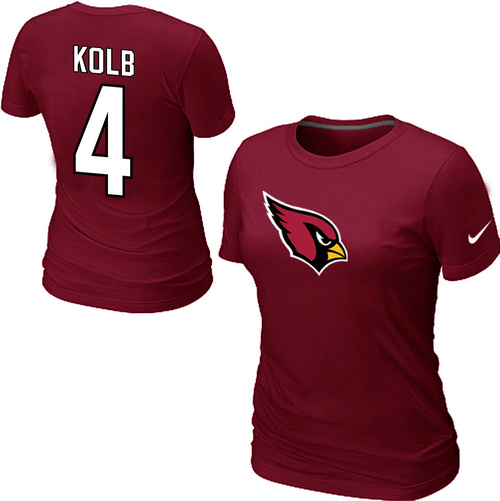 Nike Arizona Cardinals #4 Kevin Kolb Name & Number Women's NFL T-Shirt - Red